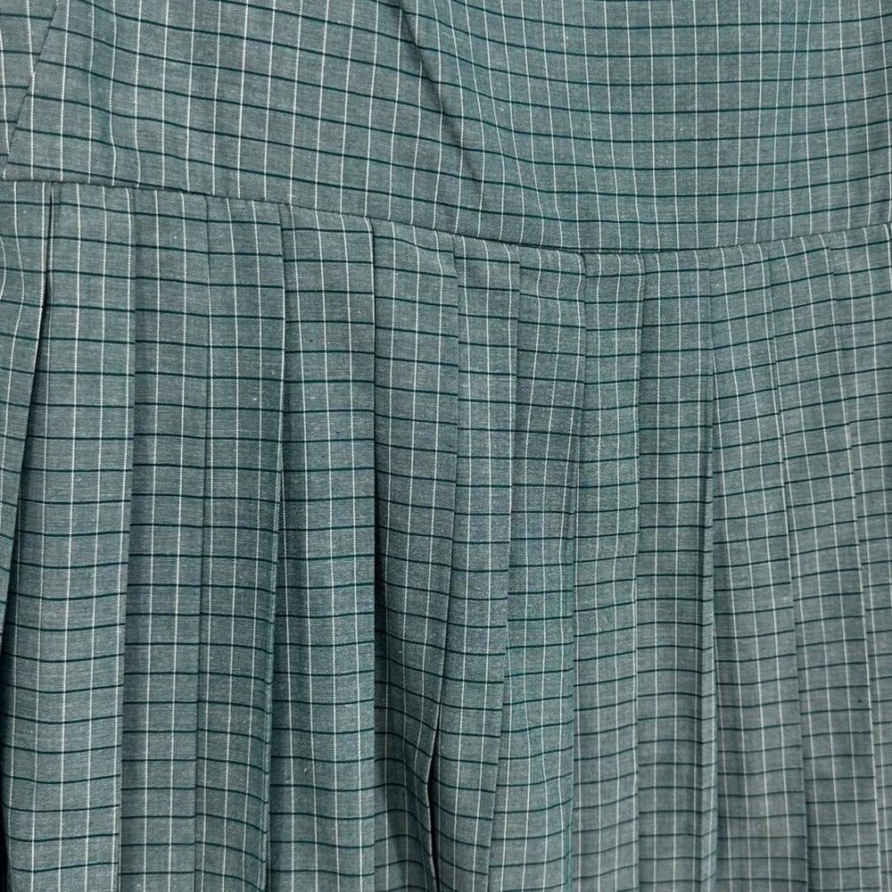 Columbia Studio 1963 Plaid Pleated Studio Wardrobe Dress Teal Grid Midi Size S - Picture 4 of 8